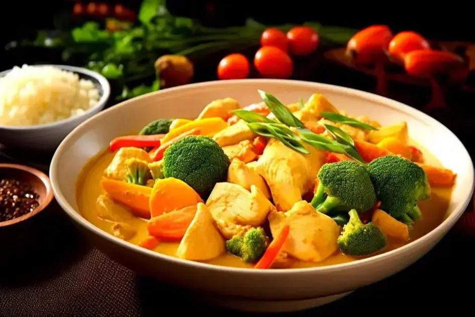 A palavra chave com base no artigo é Frango ao Curry com Leite de Coco e Legumes.