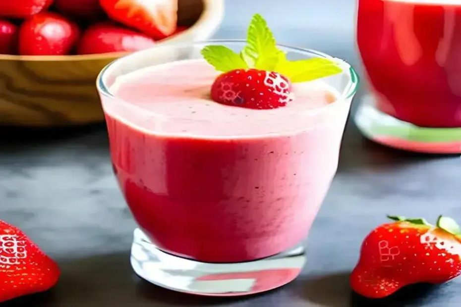 A palavra-chave com base no artigo fornecido é Smoothie de Morango com Leite de Amêndoa.
