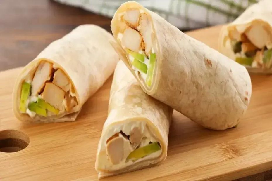 A palavra chave principal do artigo é Wrap de Frango com Abacate e Vegetais.