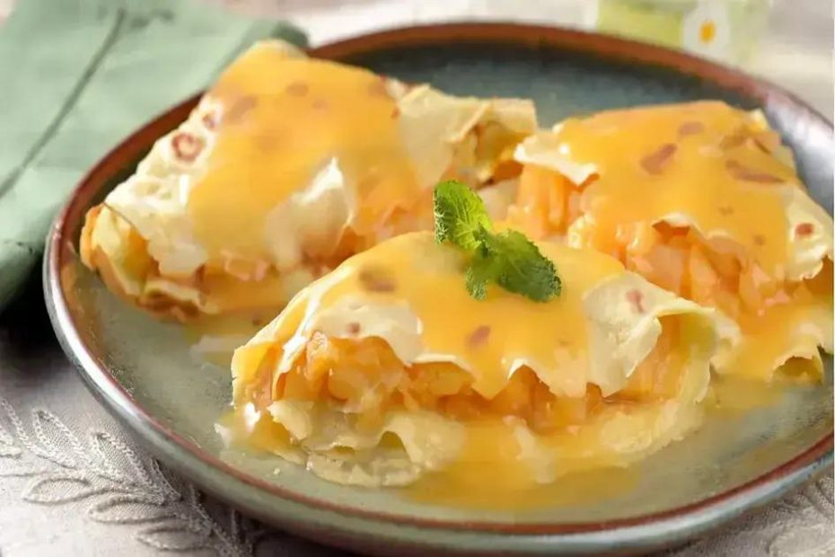 crepes de farinha de arroz com frutas